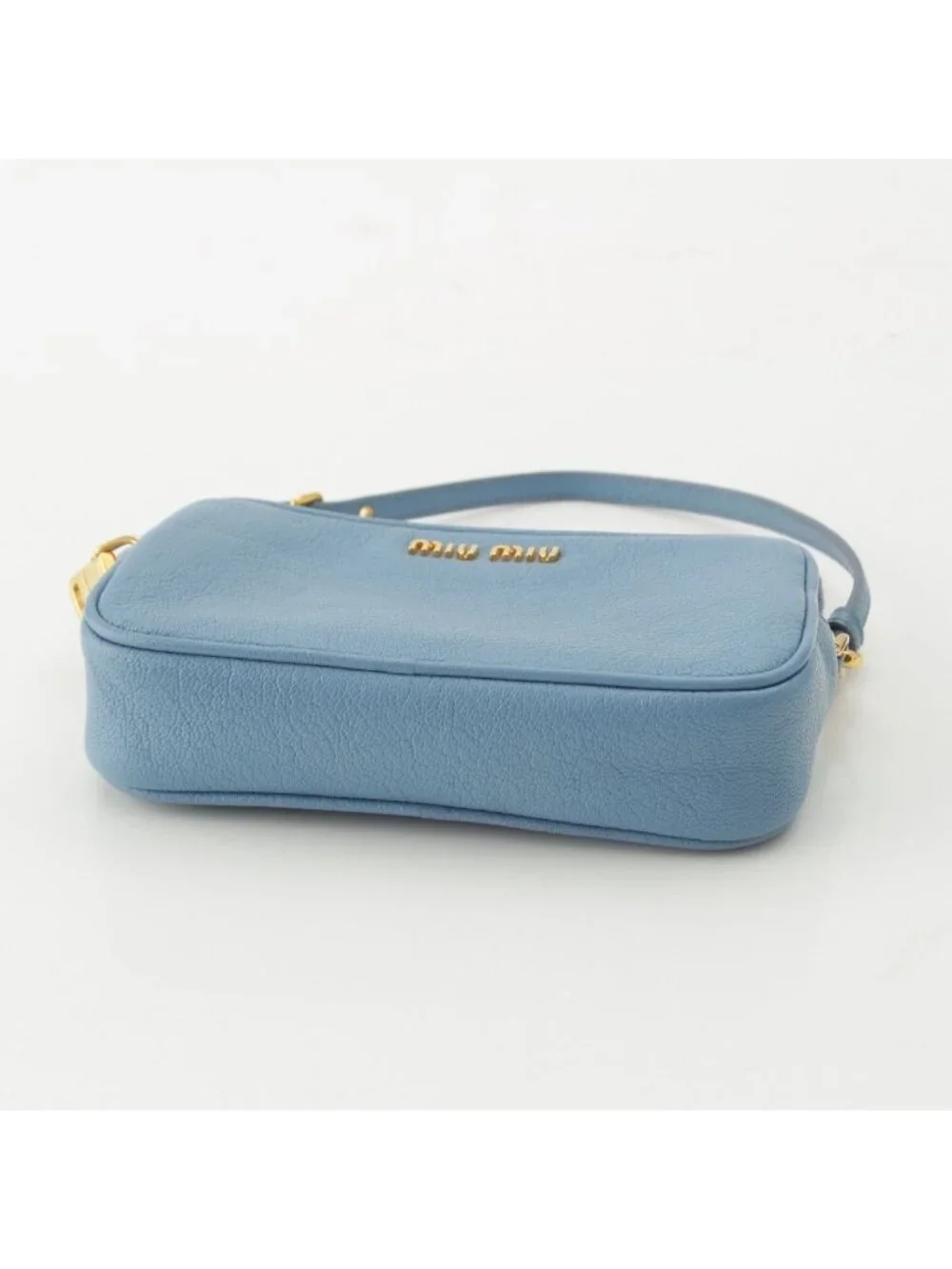 Miu Miu Madras Leather Pouch Light Blue